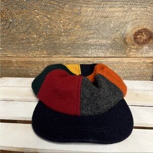 J Crew Vintage Wool 6 Panel Color Block Hat Made In USA Union Retro S